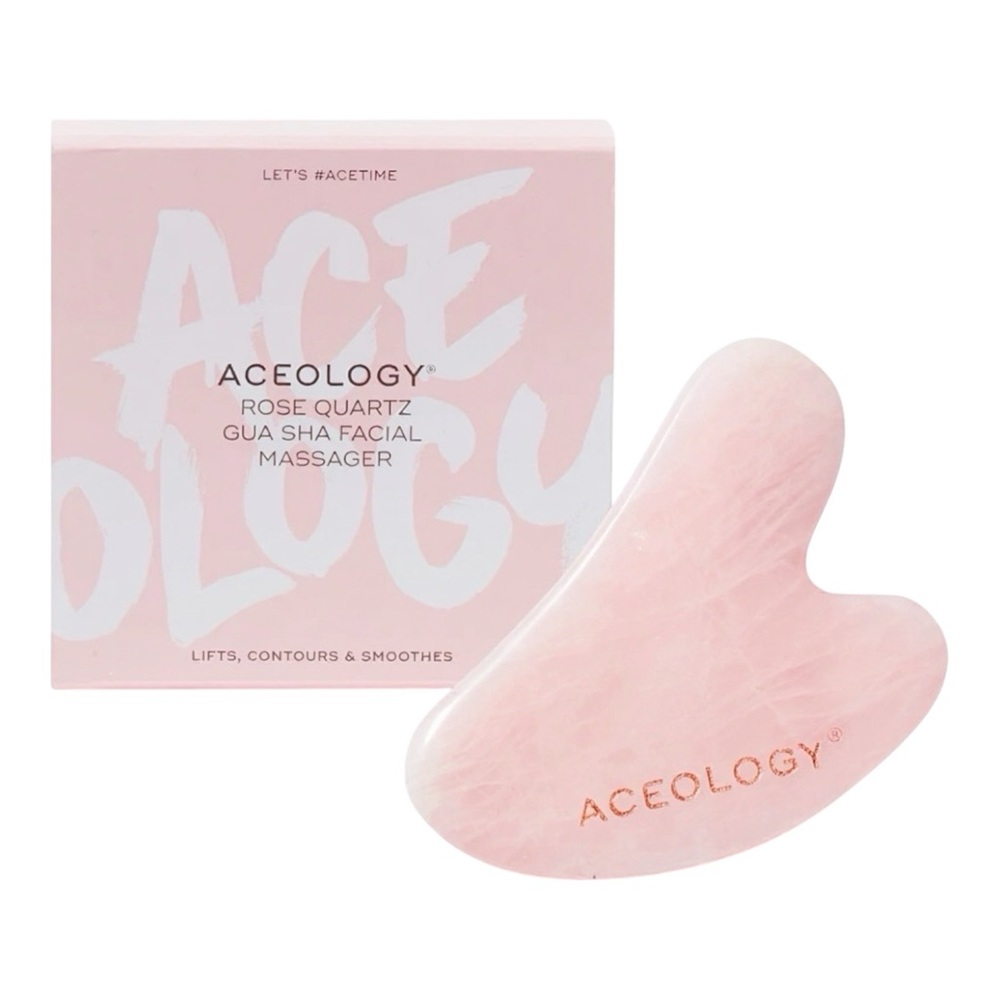ACEOLOGY ROSE QUARTZ GUA SHA FACIAL MASSAGER - BNIB